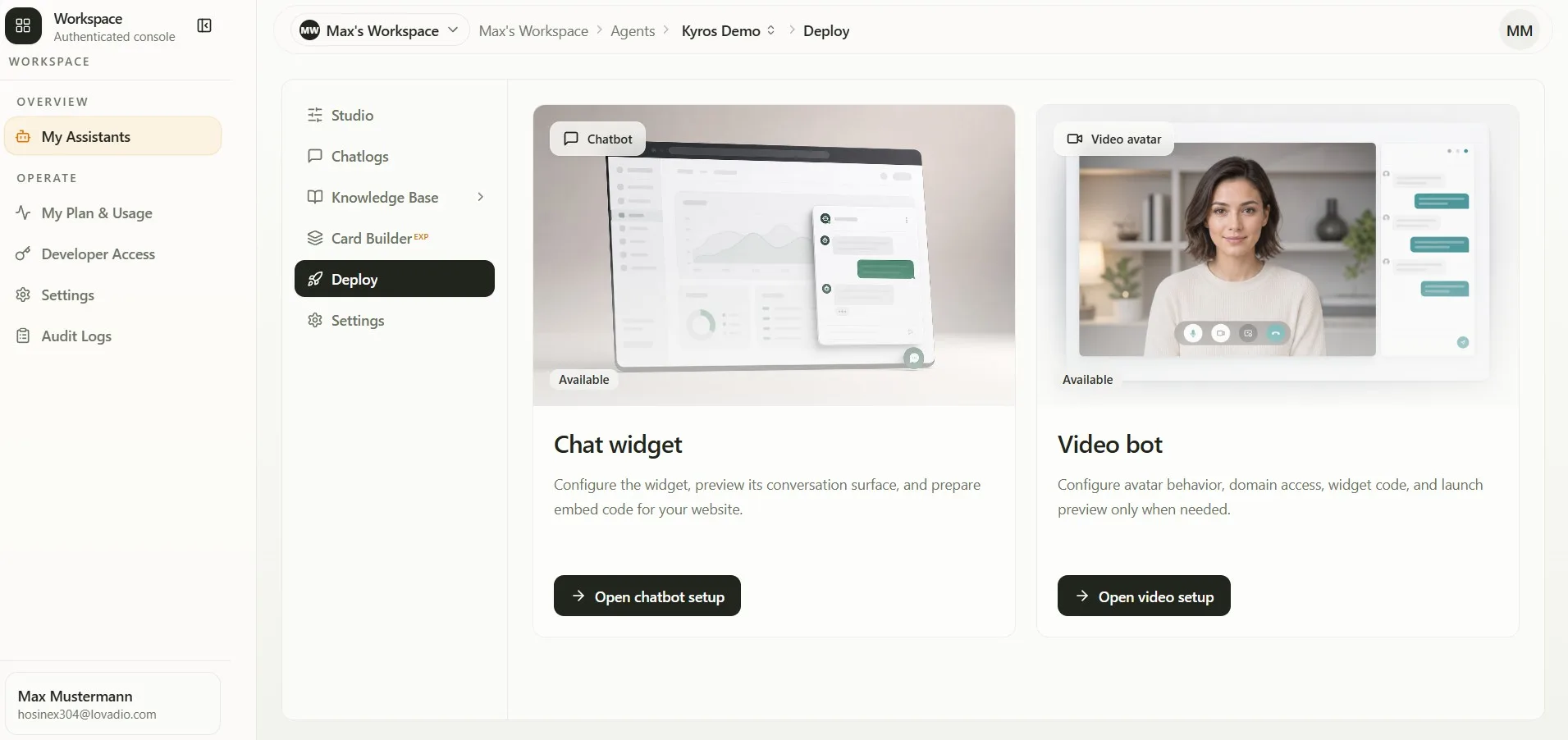 Deploy overview — every channel from one assistant